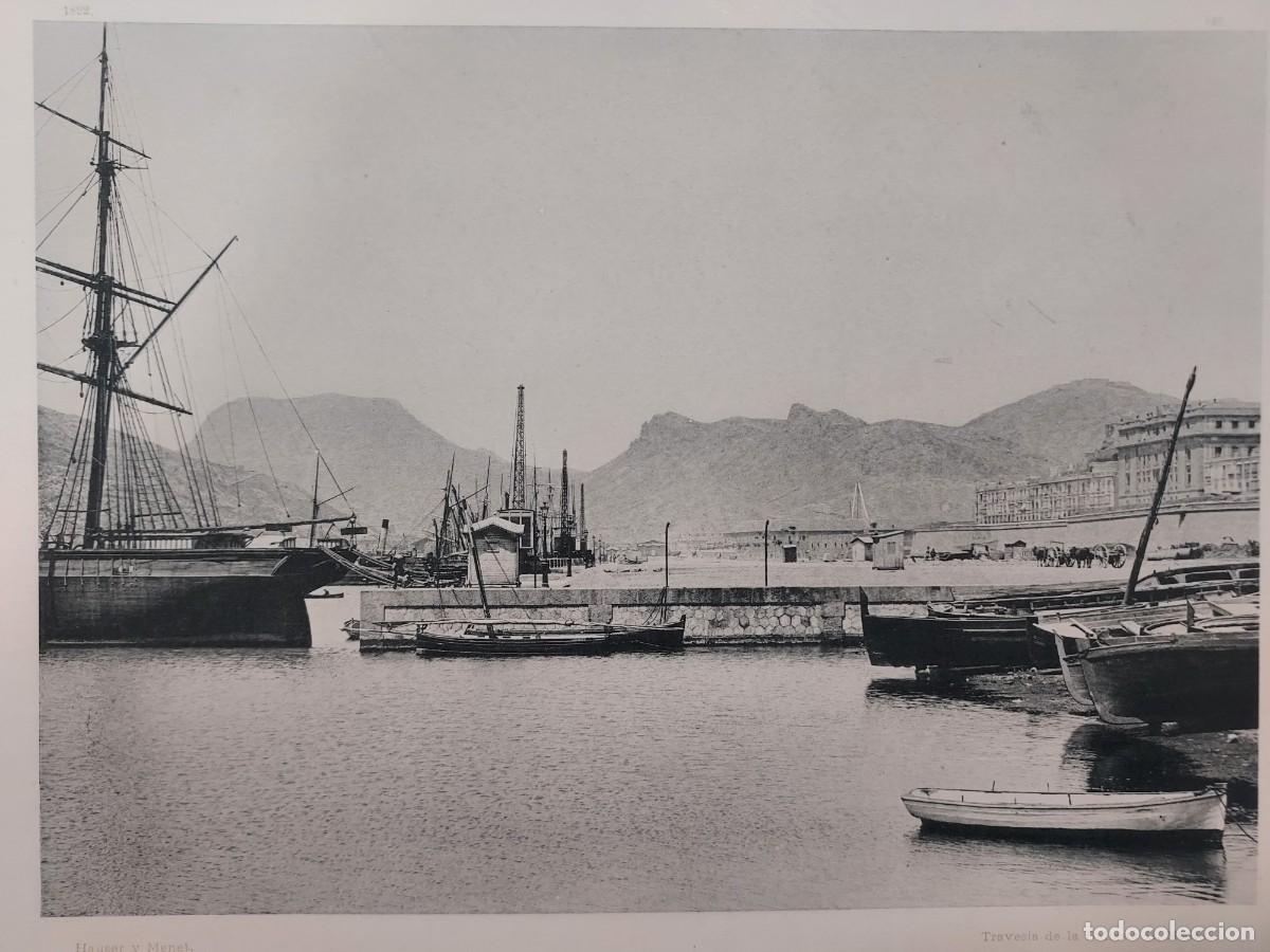 Arte: Fototipia a&ntilde;o 1892: MURCIA. CARTAGENA. MUELLE DE ALFONSO XII. Espa&ntilde;a Ilustrada. Hauser Menet. 32x25