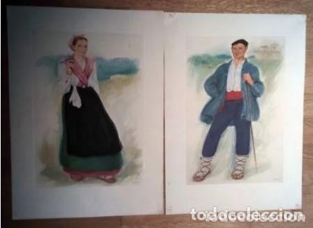 Arte: 2 Laminas Trajes, Campesinos vascos