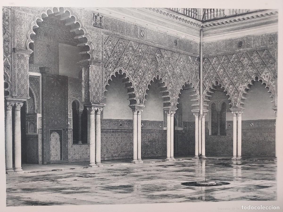 Arte: Fototipia a&ntilde;o 1891: SEVILLA. ALCAZAR: PATIO DE LAS DONCELLAS. Espa&ntilde;a Ilustrada. Hauser Menet. 32x25
