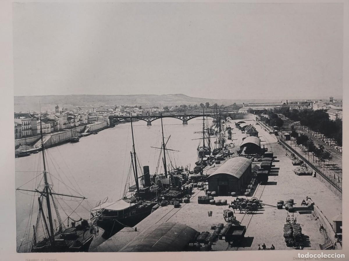 Arte: Fototipia a&ntilde;o 1891: SEVILLA. EL MUELLE. Espa&ntilde;a Ilustrada. Hauser Menet. 32x25