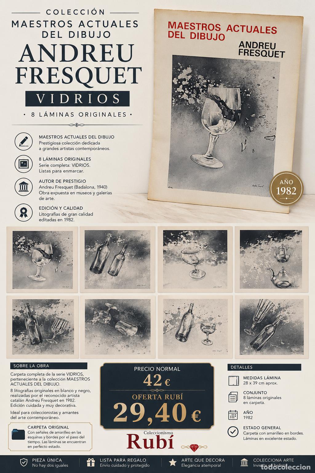 Arte: ANDREU FRESQUET / CARPETA COMPLETA &lsquo;VIDRIOS&rsquo; / 8 L&Aacute;MINAS / 1982