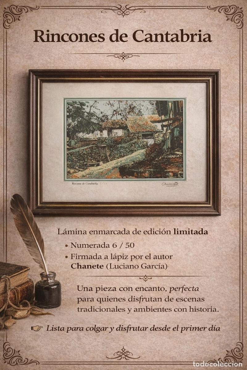 Kunst: RINCONES DE CANTABRIA. 50 X 37.FIRMADA POR CHANETE ( LUCIANO GARC&Iacute;A ) TIRADA 50 EJEMPLARES. LEER.