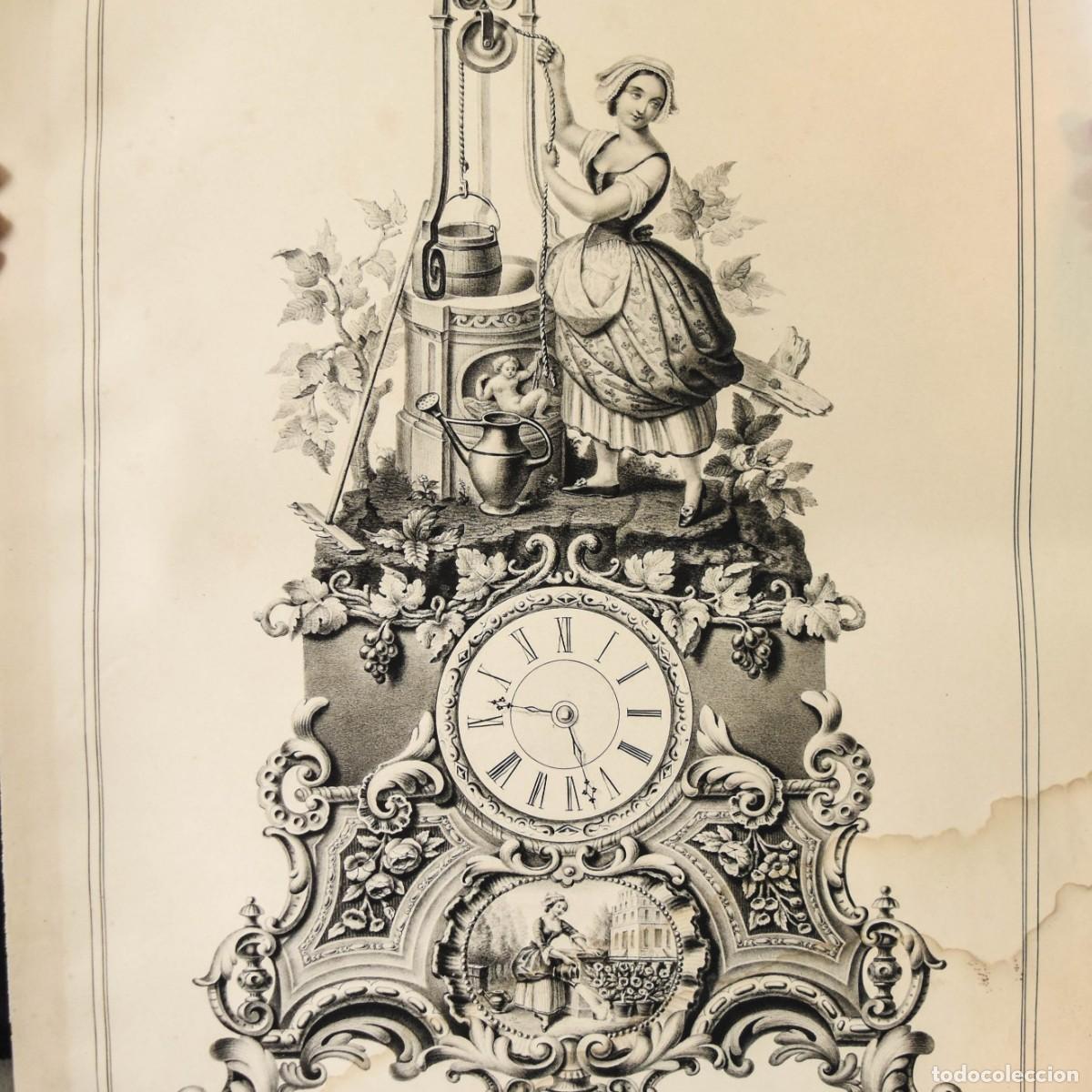Arte: L&aacute;mina grabada de buen tama&ntilde;o, colecci&oacute;n relojes franceses