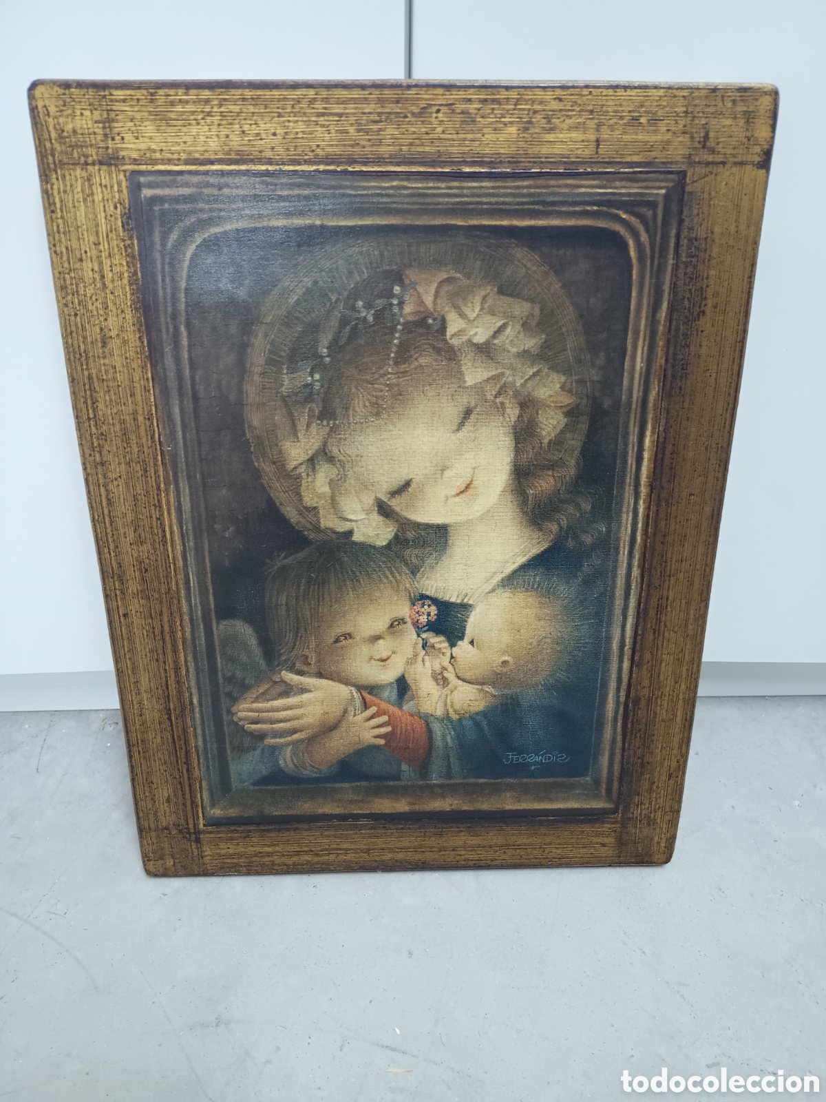 Art: FERR&Aacute;NDIZ - LA VIRGEN DE LA FLOR - L&Aacute;MINA ENMARCADA 43x33 cm