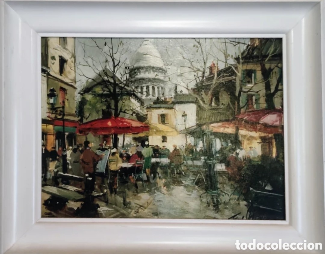 Arte: L&aacute;mina enmarcada, escena de Paris