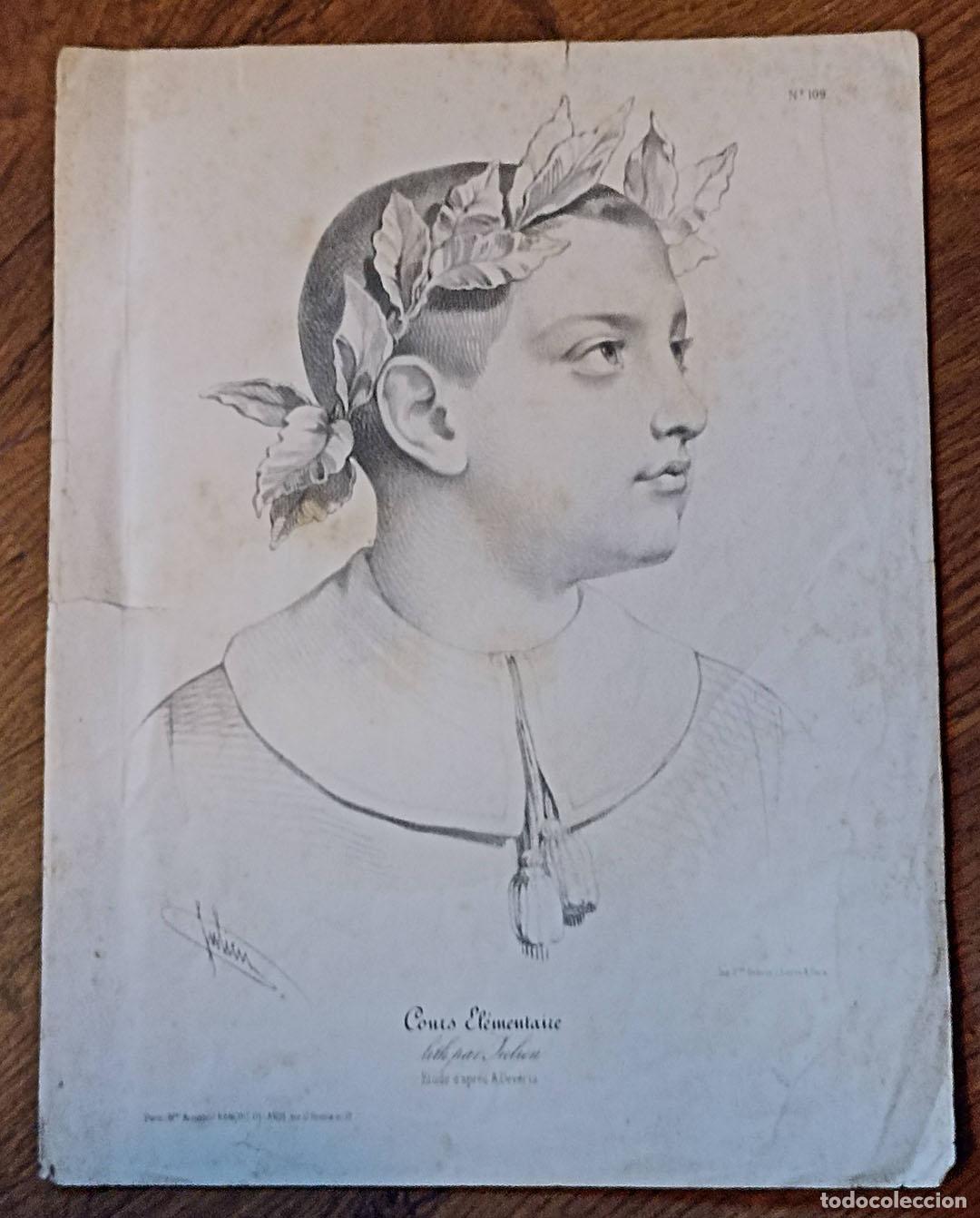 Arte: L&aacute;mina (35,5x27,5 cm) Cours Elementaire Lith. par Julien Parias. Fran&ccedil;ois delarue. Paris. Circa 1880