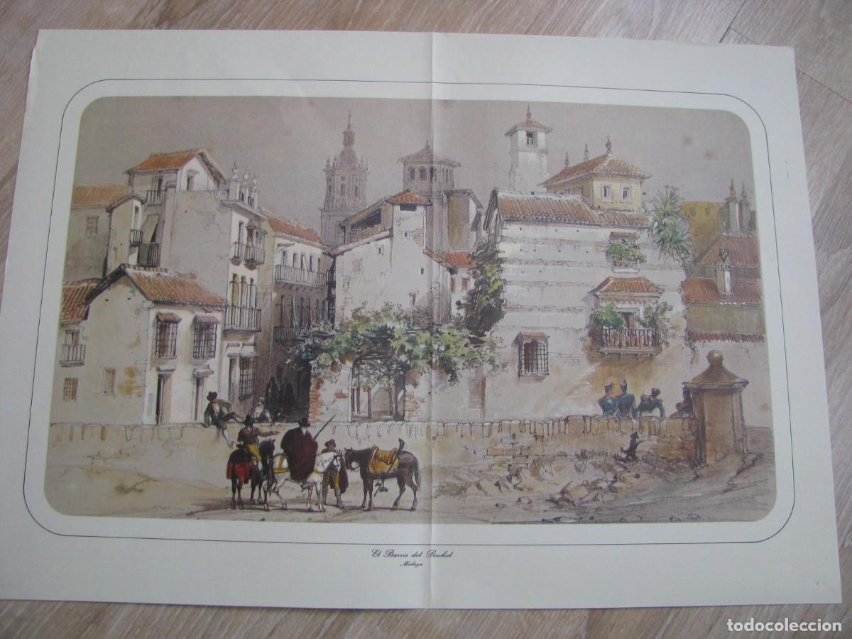 Arte: LAMINA DE MALAGA. EL BARRIO DE PERCHEL. 43X30 CM. DOBLADA