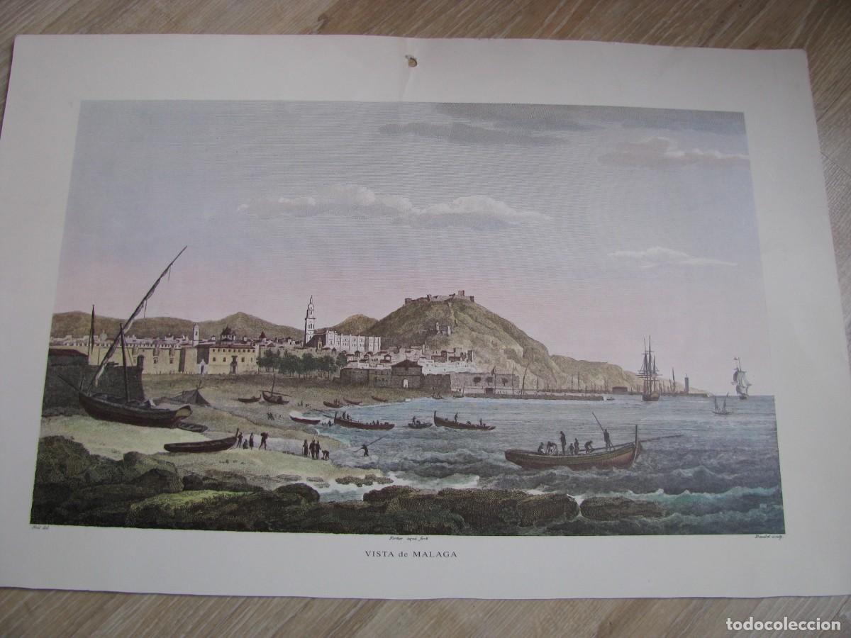 Arte: LAMINA DE MALAGA. VISTA DE MALAGA. 52X34 CM