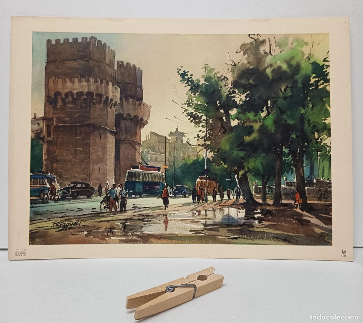 Arte: 2 L&Aacute;MINAS reproducci&oacute;n ACUARELAs de GUILLEM FRESQUET (1914-1991)