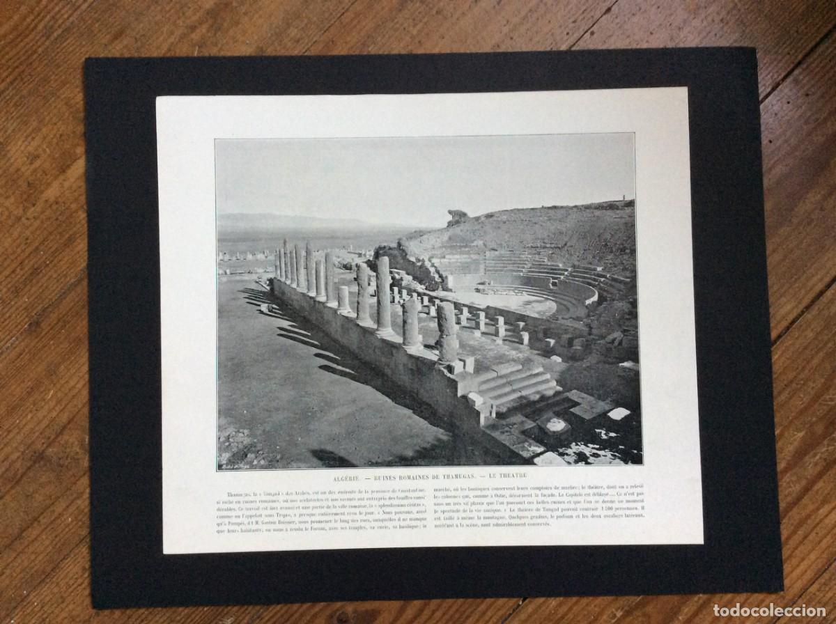 Arte: Alg&eacute;rie - Ruines romaines de Thamugas - Le theatre - L&aacute;mina Fotografia monocrom&aacute;tica do s&eacute;culo XIX