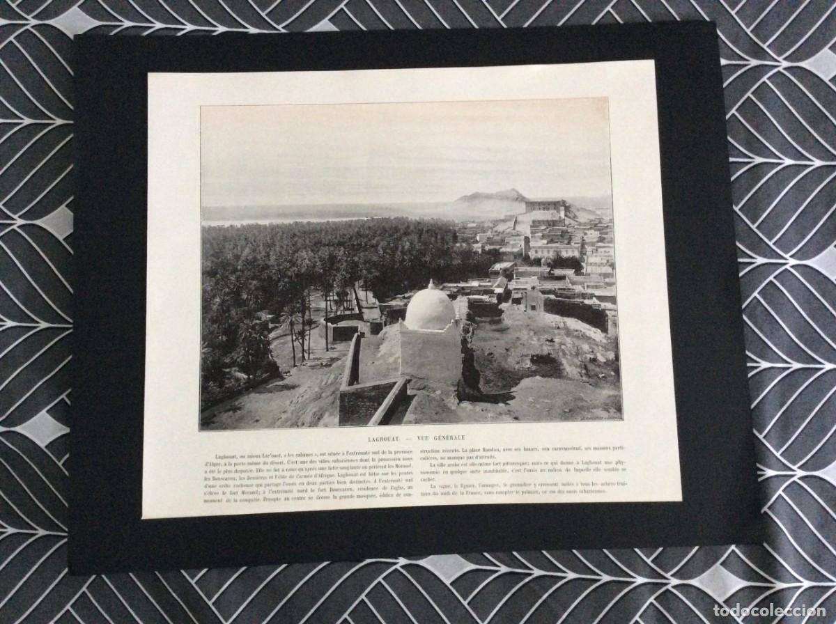 Arte: L&aacute;mina fotogr. monocrom&aacute;tica do s&eacute;culo XIX -Alger - Place du Gouvernement et rue de la Marine