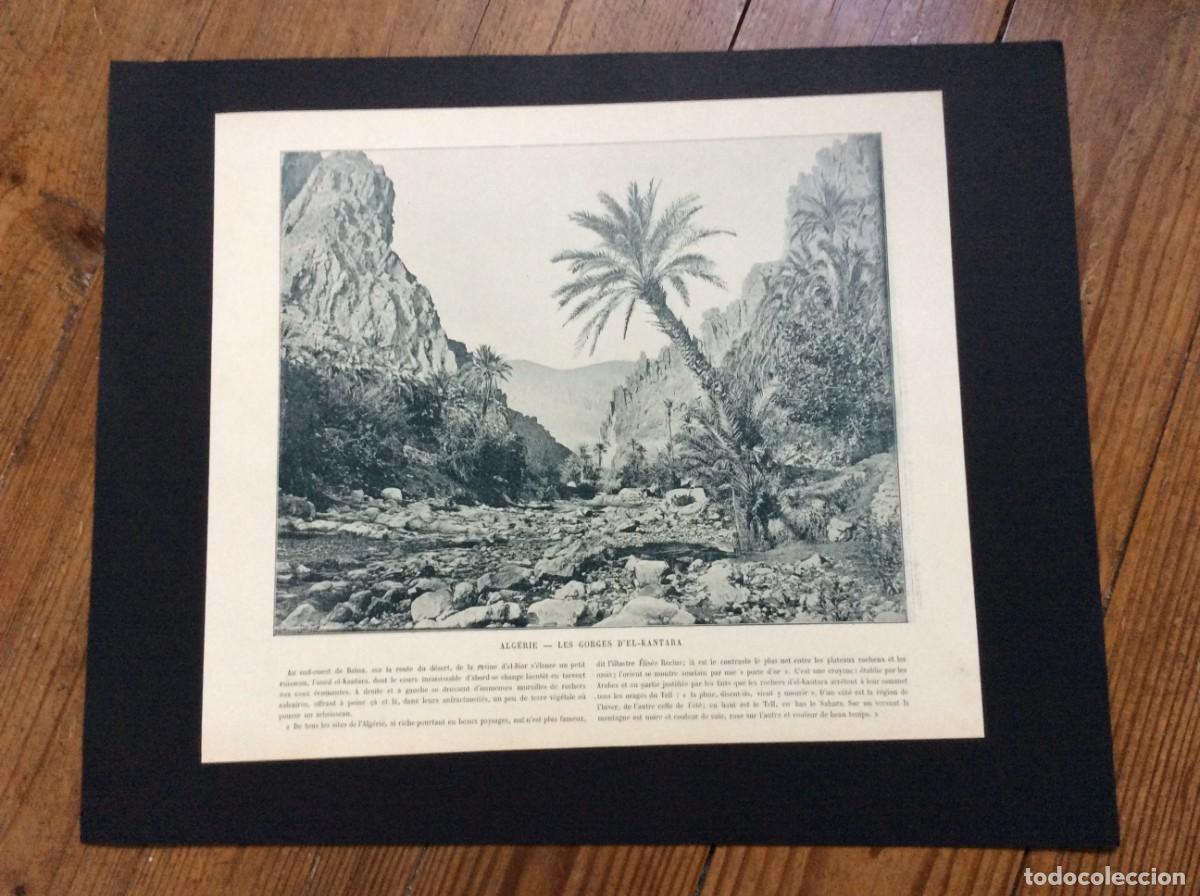 Arte: L&aacute;mina fotogr. monocrom&aacute;tica do s&eacute;culo XIX - Alg&eacute;rie - Les Gorges d&acute;el - Kantara