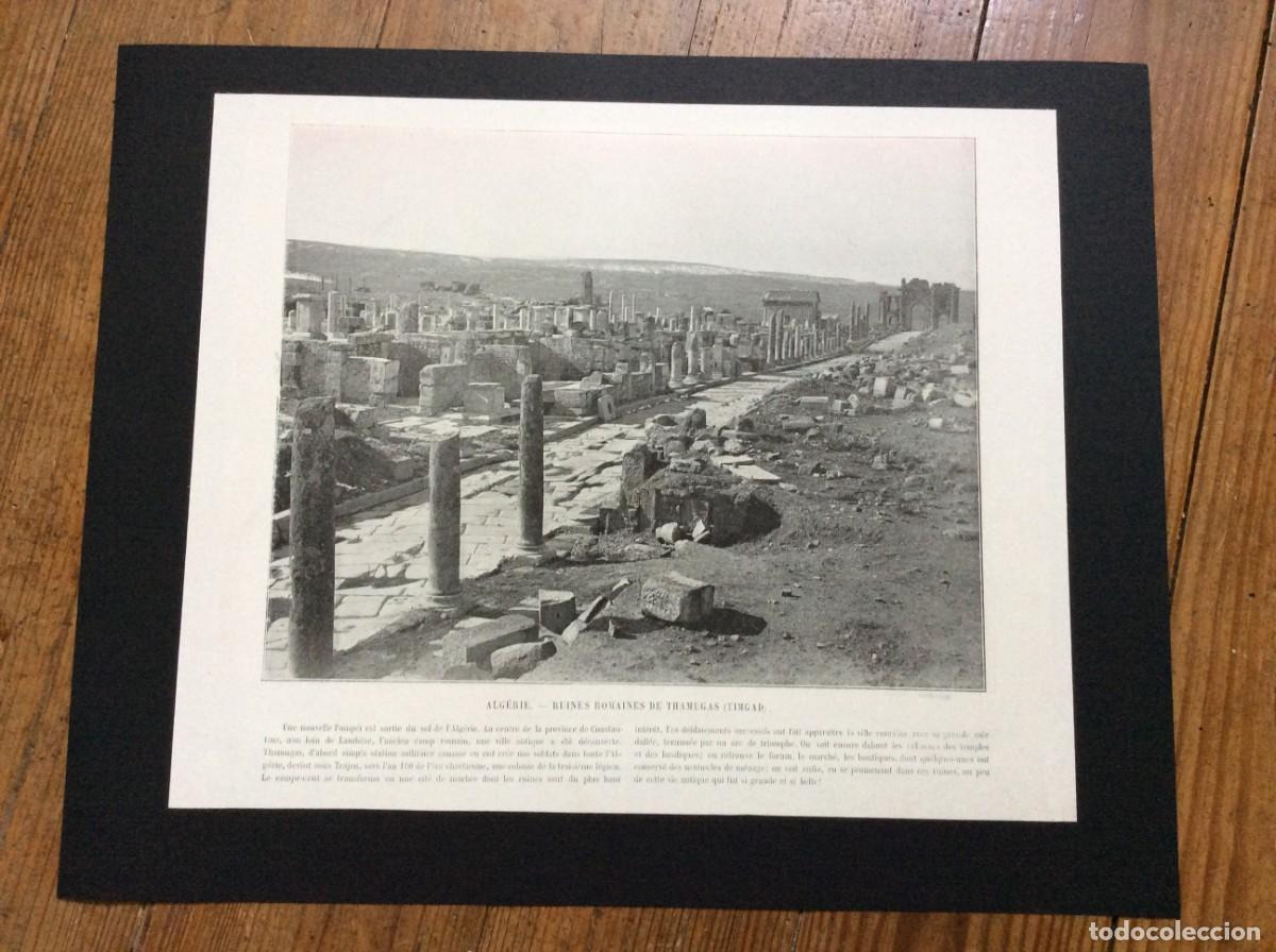 Arte: L&aacute;mina fotogr. monocrom&aacute;tica do s&eacute;culo XIX - Alg&eacute;rie - Ruines romaines de Thamugas ( Timgad )