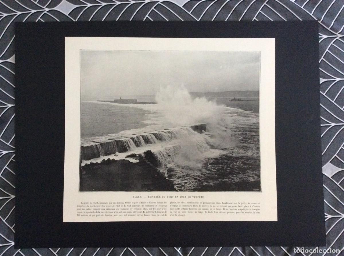 Arte: L&aacute;mina fotogr. monocrom&aacute;tica do s&eacute;culo XIX - Alger - L&acute;Entr&eacute;e du Port un jour de temp&ecirc;te