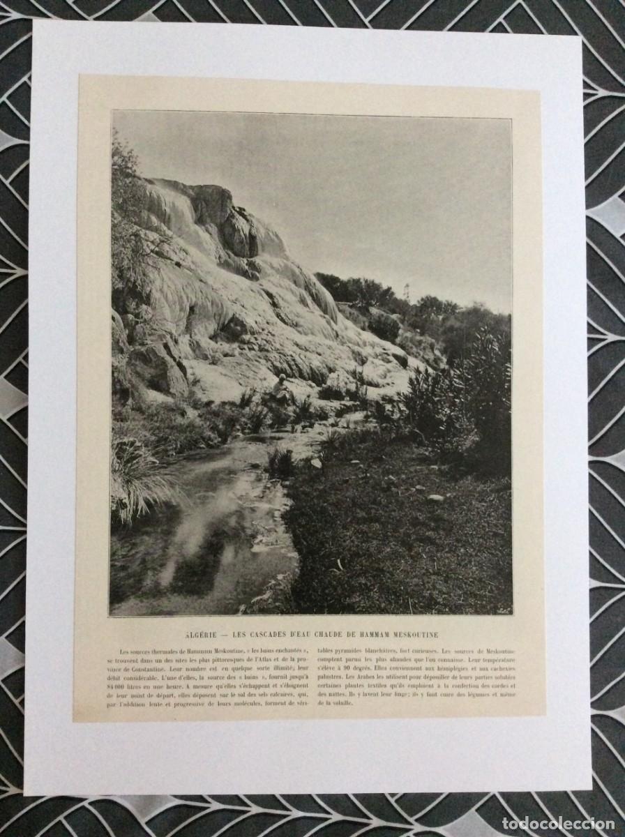 Arte: L&aacute;mina fotogr. monocrom&aacute;tica do s&eacute;culo XIX - Alg&eacute;rie - Les cascades d&acute;eau chaude de Hammam Meskoutin