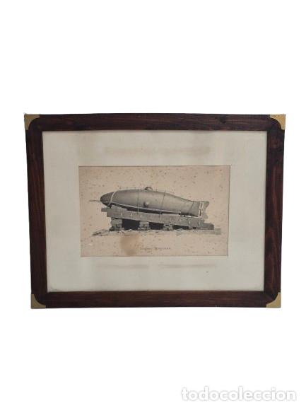 Arte: L&aacute;mina del Submarino Ict&iacute;neo, Construido por Narc&iacute;s Monturiol en 1859 - Enmarcado