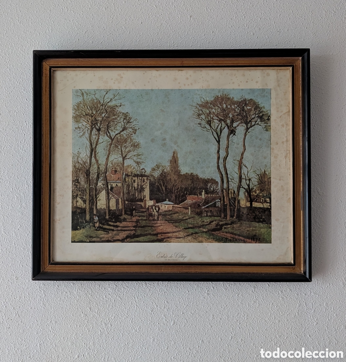 Arte: Marco vintage de madera con lamina de Entr&eacute; de Village (Camille Pissarro)