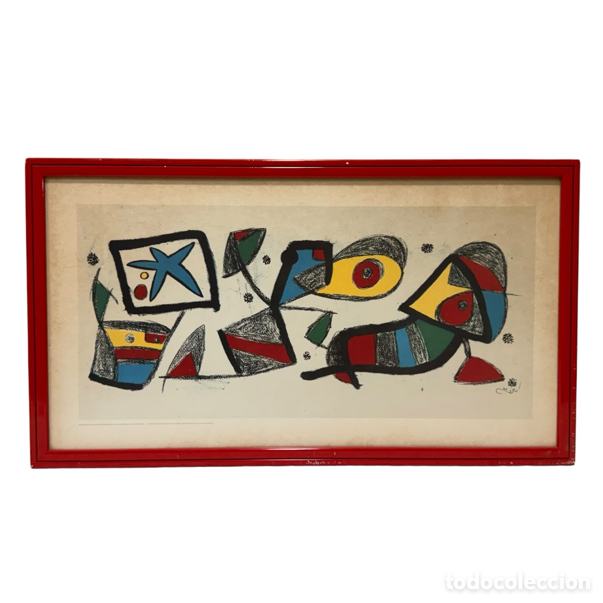 Arte: JOAN MIR&Oacute;. Reproducci&oacute;n de la obra Tapis de Joan Mir&oacute; vintage 1980