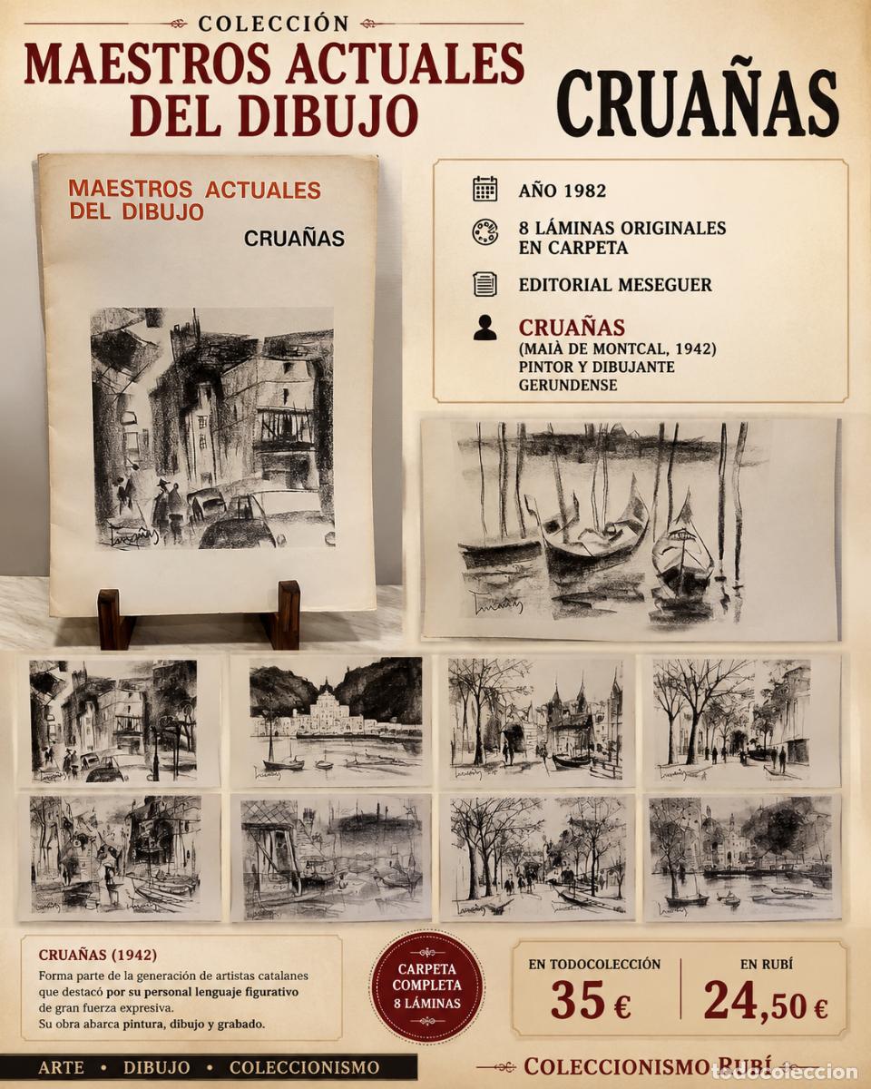 Arte: A&Ntilde;O 1982 | CRUA&Ntilde;AS | MAESTROS ACTUALES DEL DIBUJO | CARPETA COMPLETA 8 L&Aacute;MINAS | MESEGUER