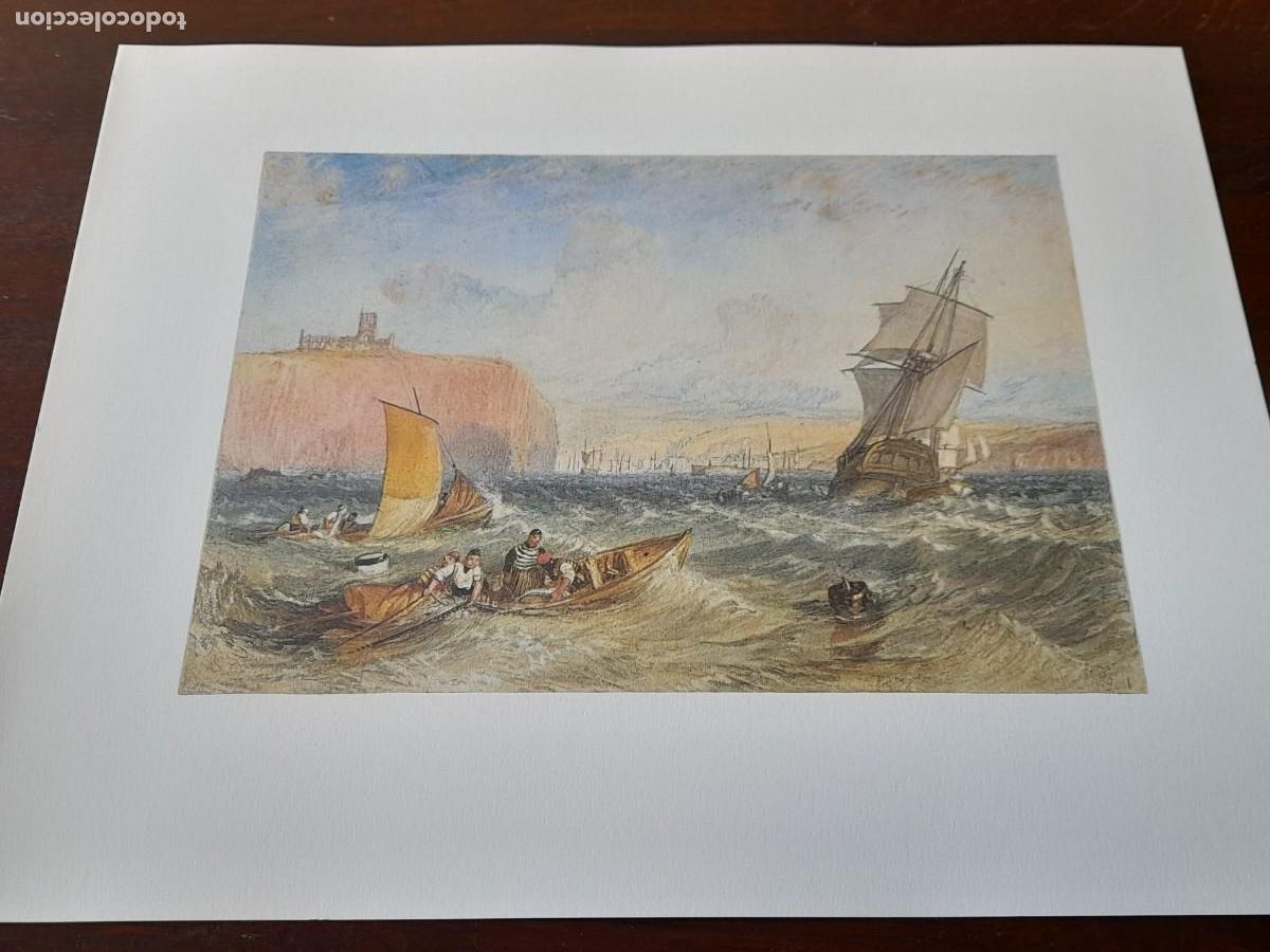 Arte: Acuarela de William Turner &rdquo;Shields Lighthouse&rdquo; Londres 1775-1851 reproducci&oacute;n Fine Art alta calidad