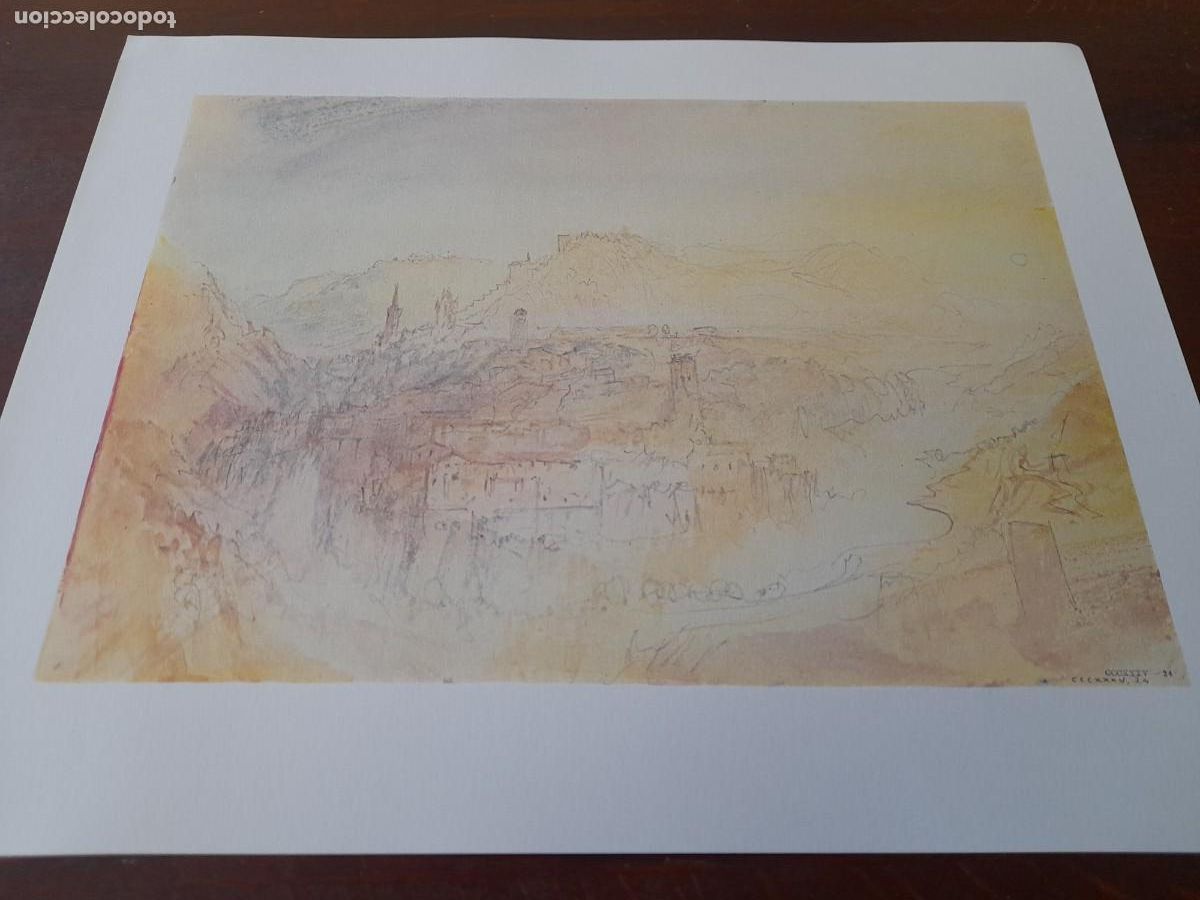 Arte: Acuarela William Turner &rdquo;Funeral at Lausanne&rdquo; Londres 1775-1851 reproducci&oacute;n lamina Fine Art
