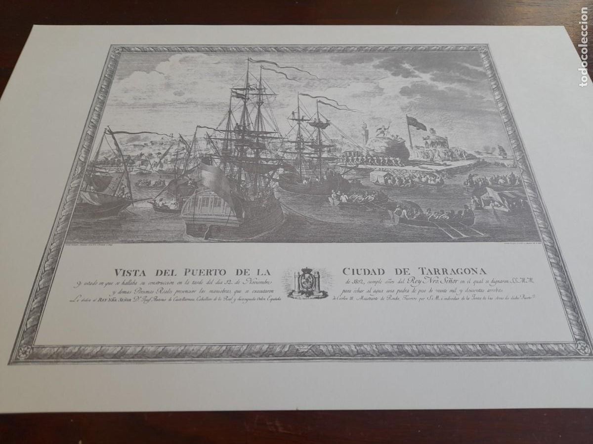 Arte: Litograf&iacute;a historica del estado construccion del Port de Tarragona en 1805 de gran formato y calidad