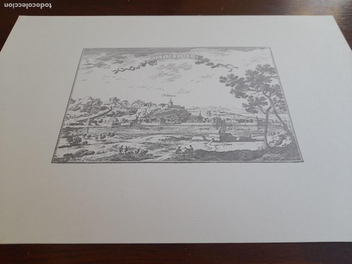 Arte: Litograf&iacute;a historica medieval de Tortosa amurallada y alrededores 1643 lamina gran formato y calidad