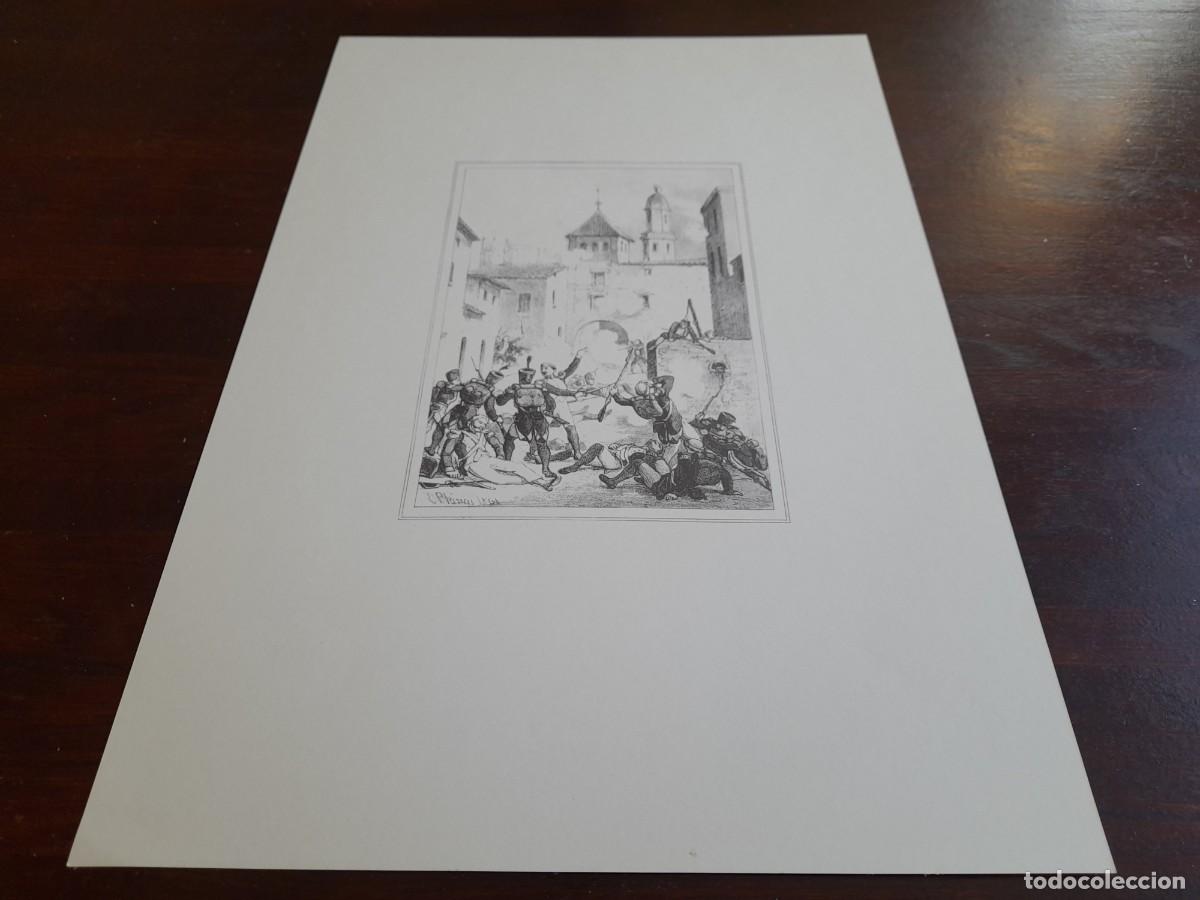Arte: Litograf&iacute;a historica &rdquo;Heroica resistencia del Vendrell en 1861&rdquo; lamina gran formato y calidad