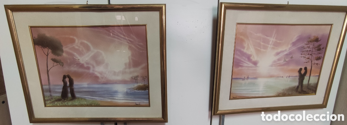 Arte: Pareja de cuadros romanticos