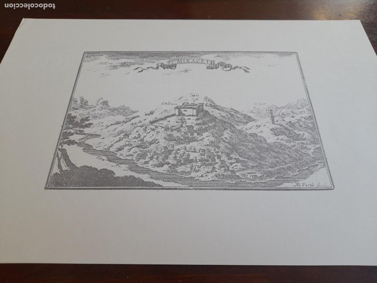 Arte: Litograf&iacute;a historica medieval del Castell de Miravet 1643 Tarragona, lamina gran formato calidad