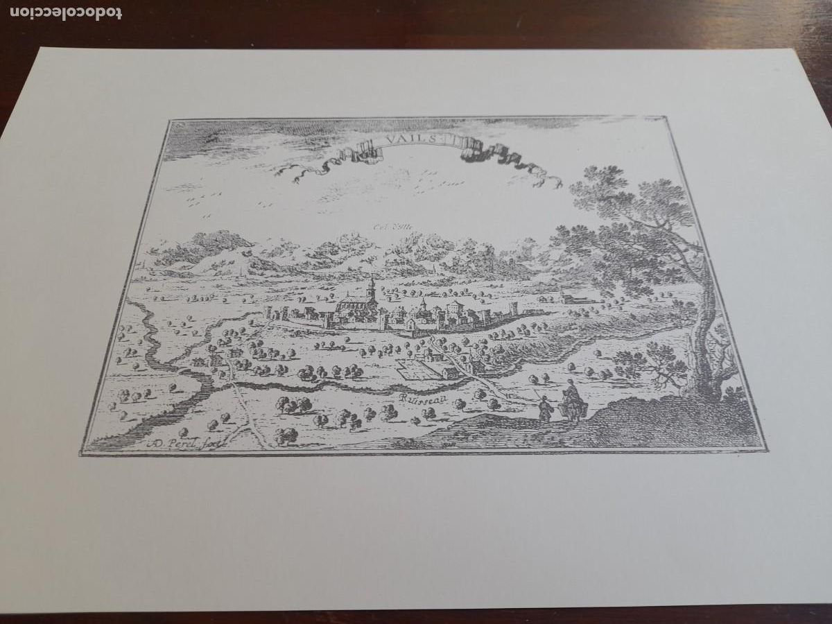 Arte: Litograf&iacute;a historica medieval de la villa de Vaalls amurallada en 1643 , lamina gran formato calidad
