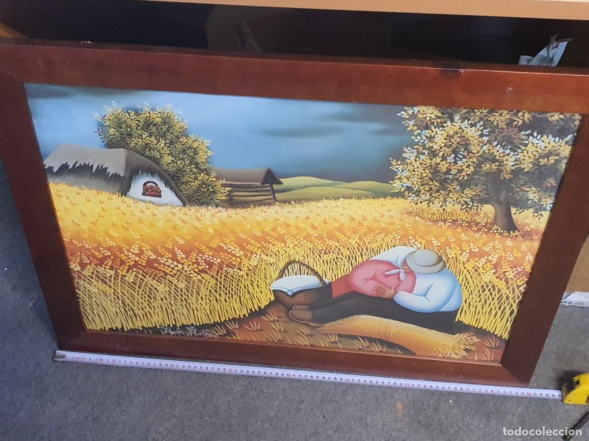 Arte: Cuadro l&aacute;mina paisaje r&uacute;stico &rdquo;La Siesta&rdquo; con marco madera