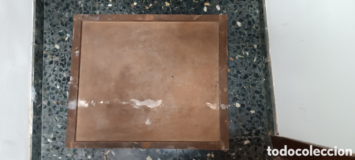 Arte: Lienzo sin marco antiguo religioso-Cabeza de San Juan Bautista &ndash; Pieza original de &eacute;poca
