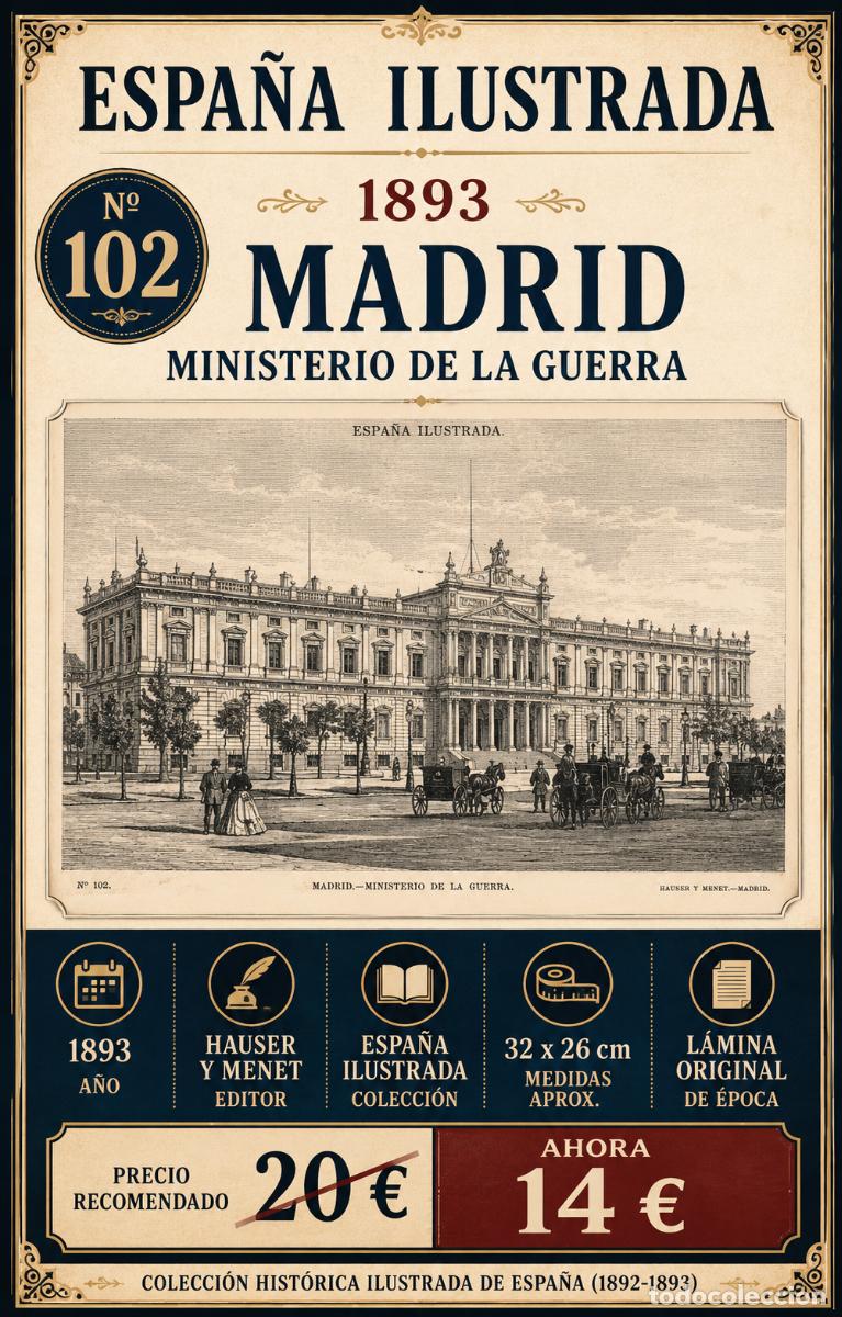 Arte: 1893 | ESPA&Ntilde;A ILUSTRADA N.&ordm; 102 | MADRID | MINISTERIO DE LA GUERRA | HAUSER Y MENET