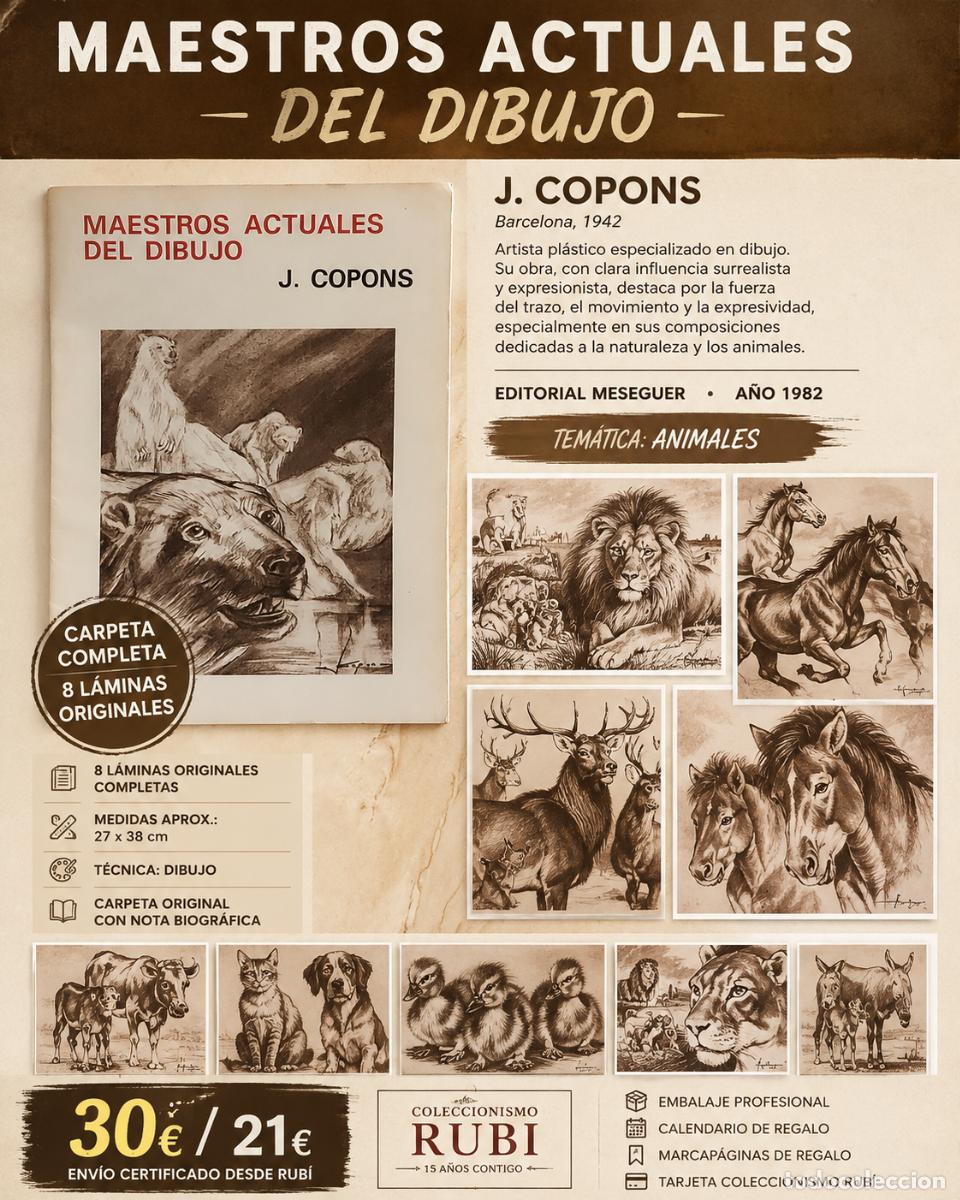 Arte: MAESTROS ACTUALES DEL DIBUJO | J. COPONS | 8 L&Aacute;MINAS ORIGINALES | 1982