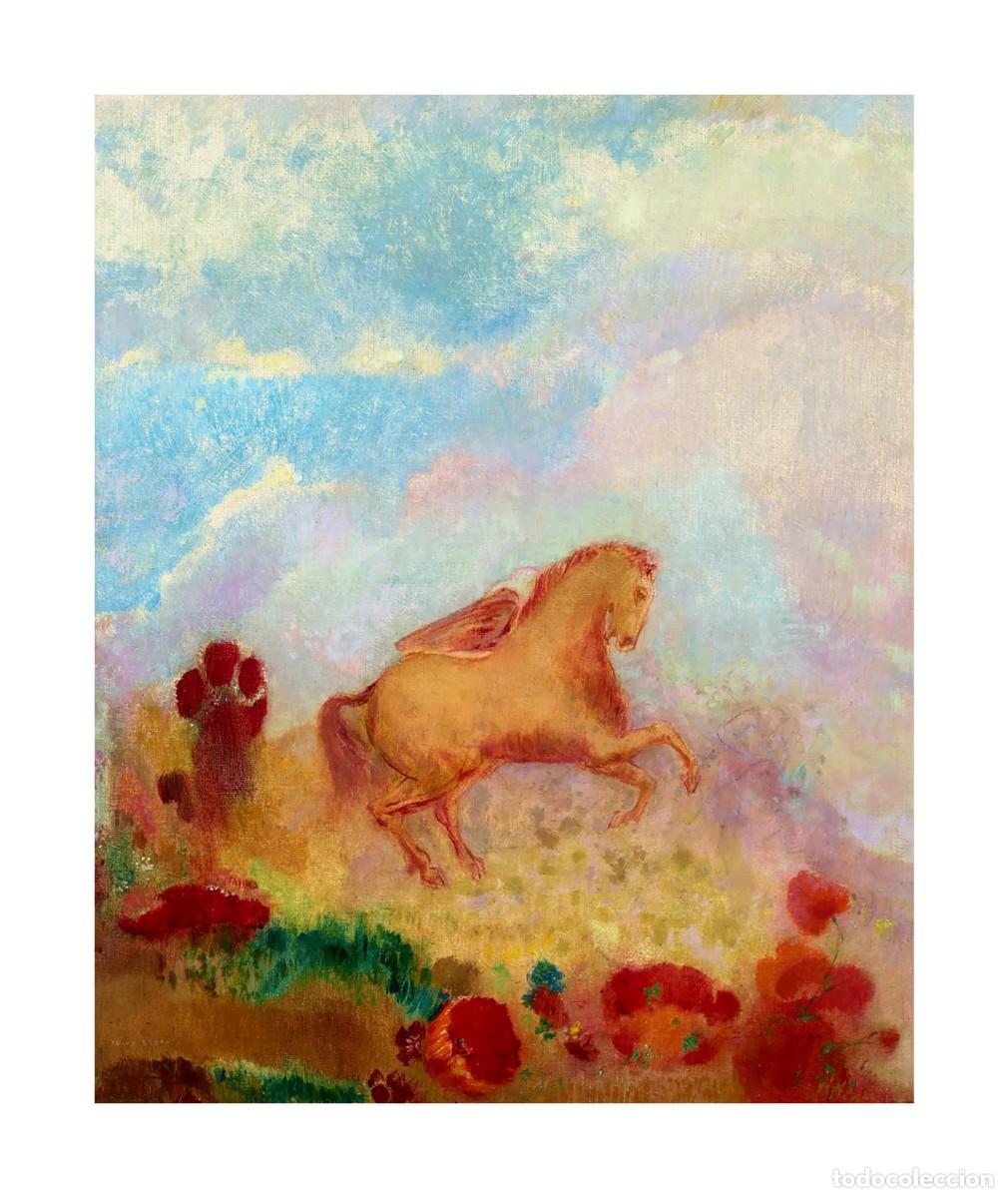 Arte: L&aacute;mina (38 x 32 cm) del cuadro P&eacute;gase, de Odilon Redon. Pintura, Arte, Simbolismo, Pegaso, Mitolog&iacute;a