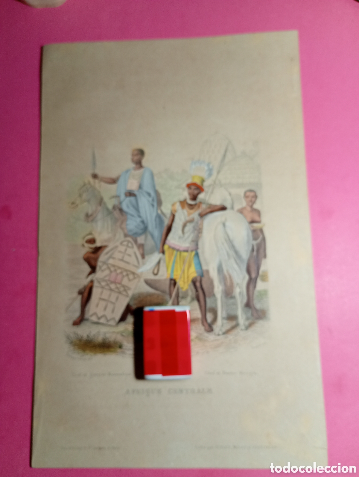 Arte: GRABADOS 5 L&Aacute;MINAS COLOR DIFERENTES GRUPOS &Eacute;TNICOS PHILIPPE POTEAUX, PIERRE SC.