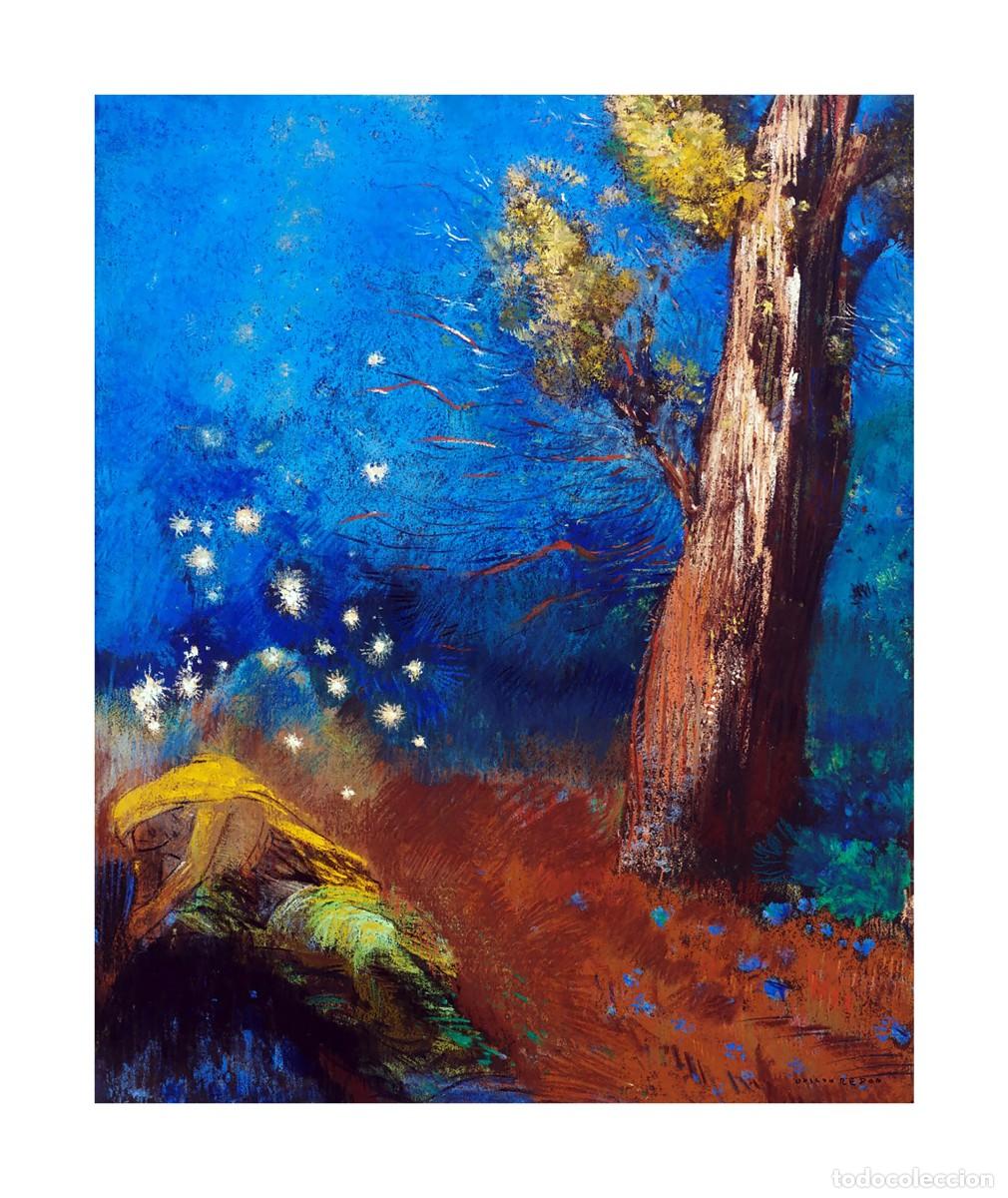 Arte: L&aacute;mina (38 x 32 cm) del cuadro La Mort de Bouddha, de Odilon Redon. Pintura, Arte, Simbolismo, Buda.