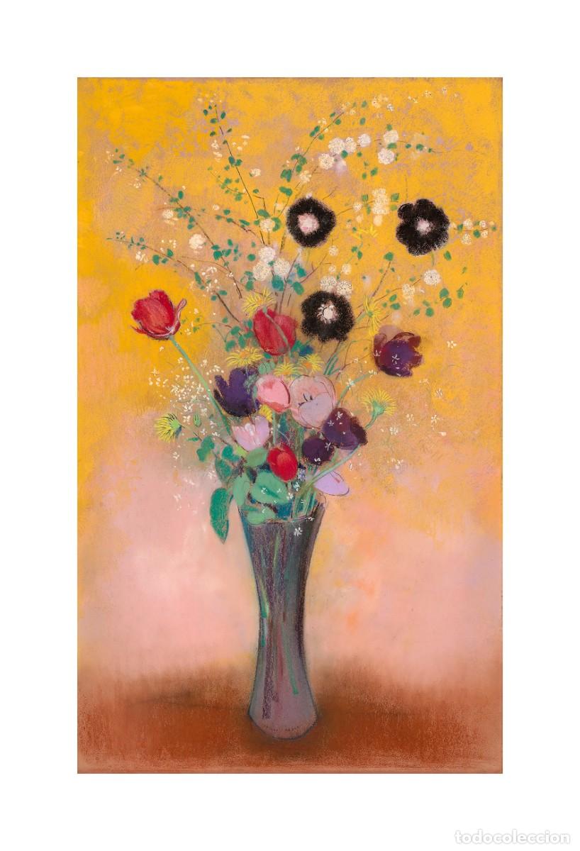 Arte: L&aacute;mina (44 x 30 cm) del cuadro Vase de Fleurs, de Odilon Redon. Pintura, Arte, Simbolismo, Flores.
