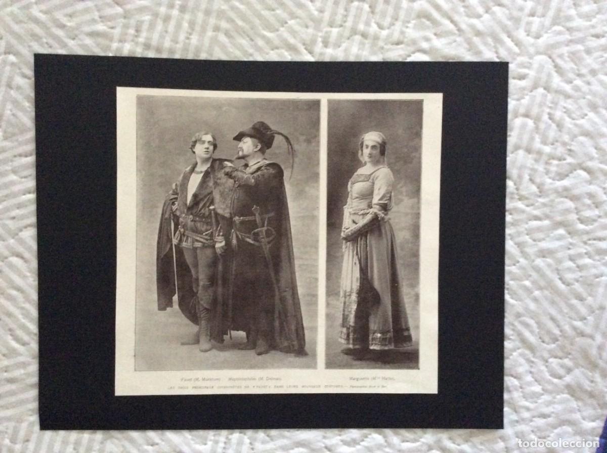 Arte: Les trois principaux es de Faust dans leurs nouveaux costumes. L&aacute;mina fotogr. original de 1908