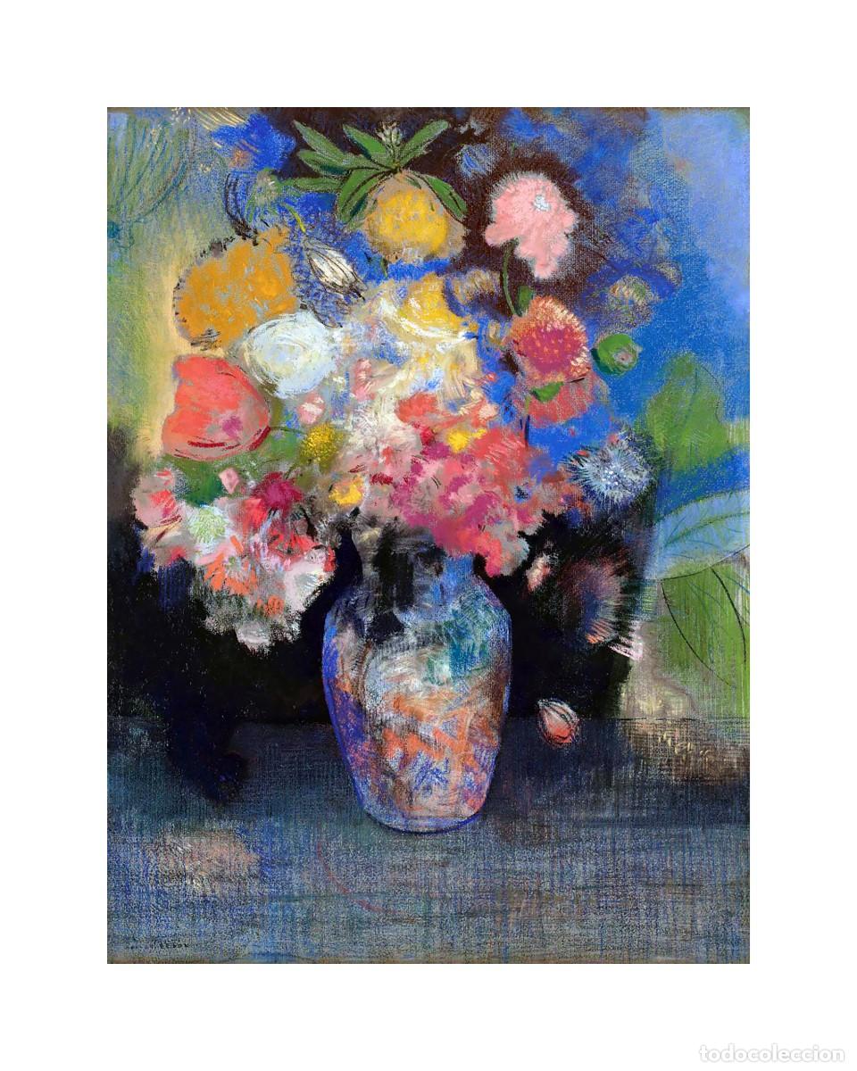 Arte: L&aacute;mina (40 x 32 cm) del cuadro Fleurs, de Odilon Redon. Tema: Pintura, Arte, Simbolismo, Flores.