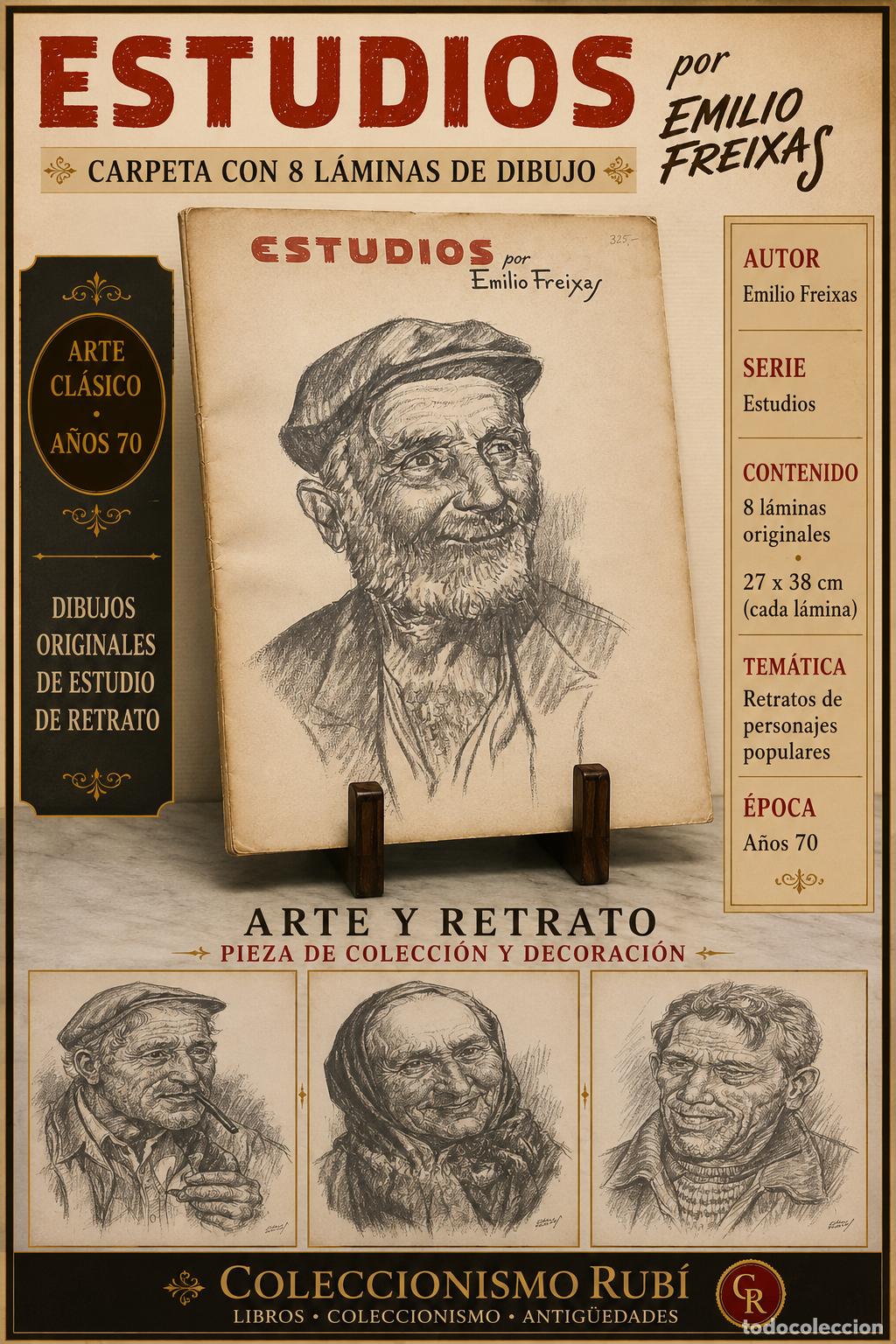 Arte: ESTUDIOS | EMILIO FREIXAS | RETRATOS POPULARES | CARPETA 8 L&Aacute;MINAS | A&Ntilde;OS 70-80
