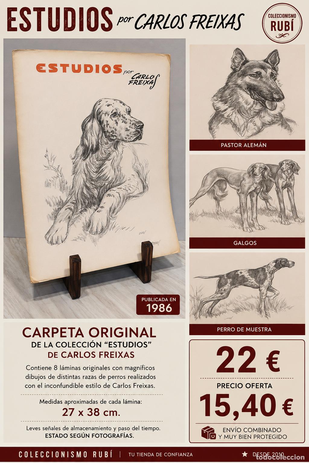 Arte: CARPETA 8 L&Aacute;MINAS ORIGINALES | ESTUDIOS POR CARLOS FREIXAS | PERROS | 1986