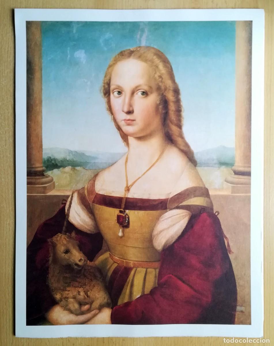 Arte: L&aacute;mina de Rafael Sanzio. Dama del unicornio.