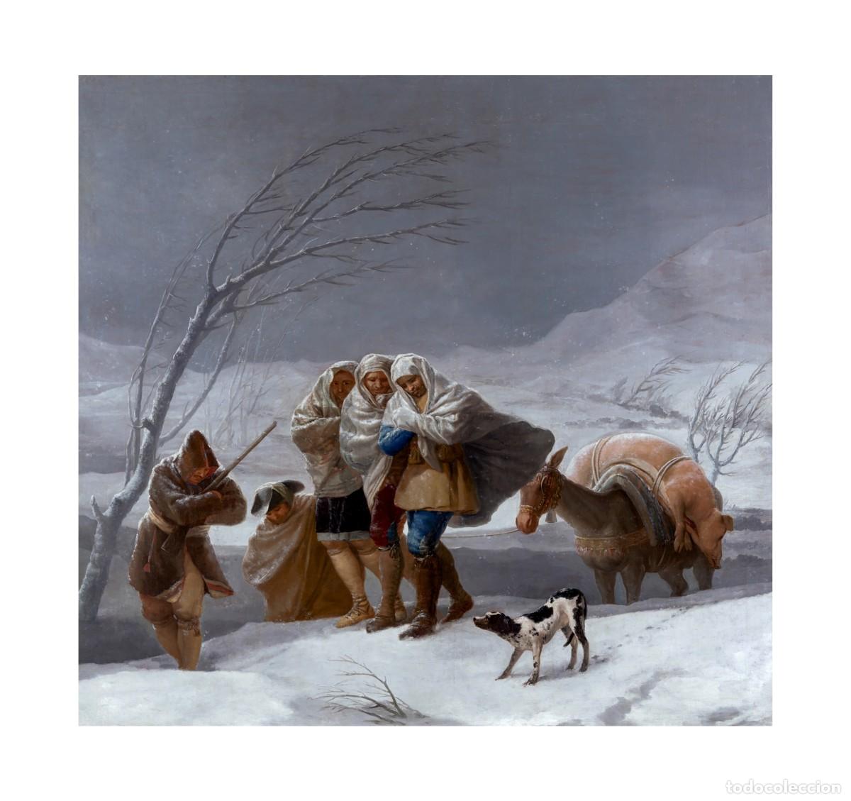 Arte: L&aacute;mina (34 x 32 cm) del cuadro La Nevada o El Invierno, de Francisco Jos&eacute; de Goya. Pintura, Arte.