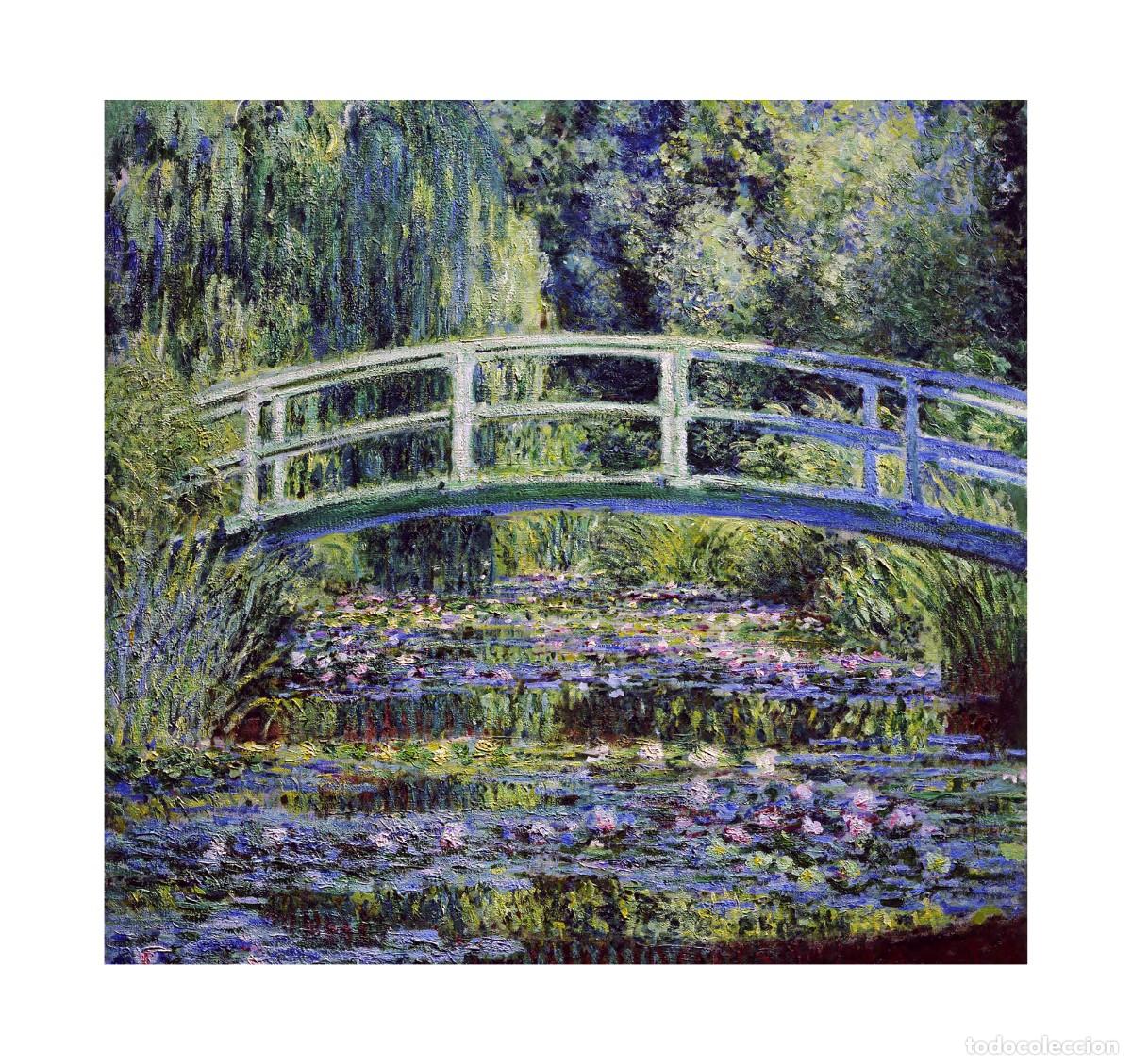 Arte: L&aacute;mina (34 x 32 cm) del cuadro Nymph&eacute;as et Pont Japonais, de Claude Monet. Impresionismo, Nen&uacute;fares.
