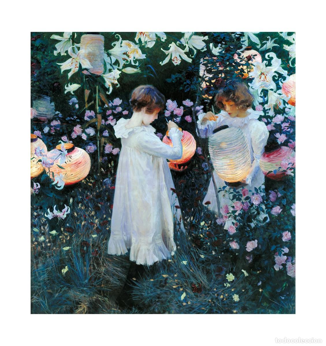 Arte: L&aacute;mina (34 x 32 cm) del cuadro Carnation, Lily, Lily, Rose de John Singer Sargent. Clavel Lirio Rosa