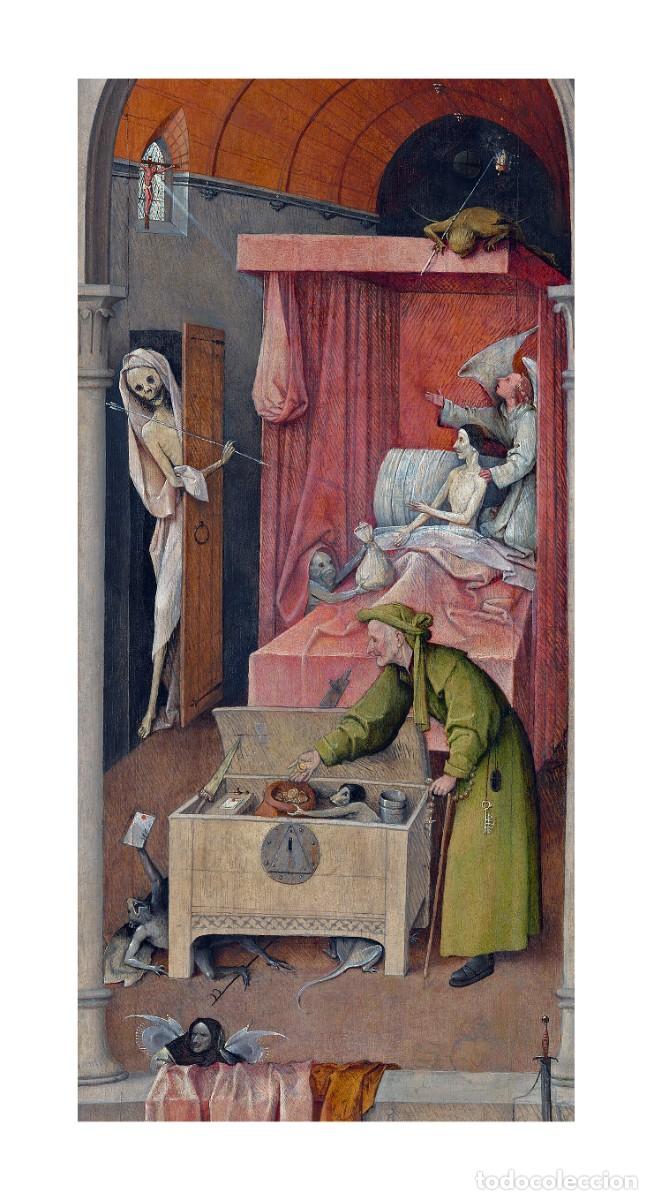 Arte: L&aacute;mina (46 x 25 cm) del cuadro La Muerte y el Avaro, de El Bosco, Jheronimus van Aken. Pintura, Arte