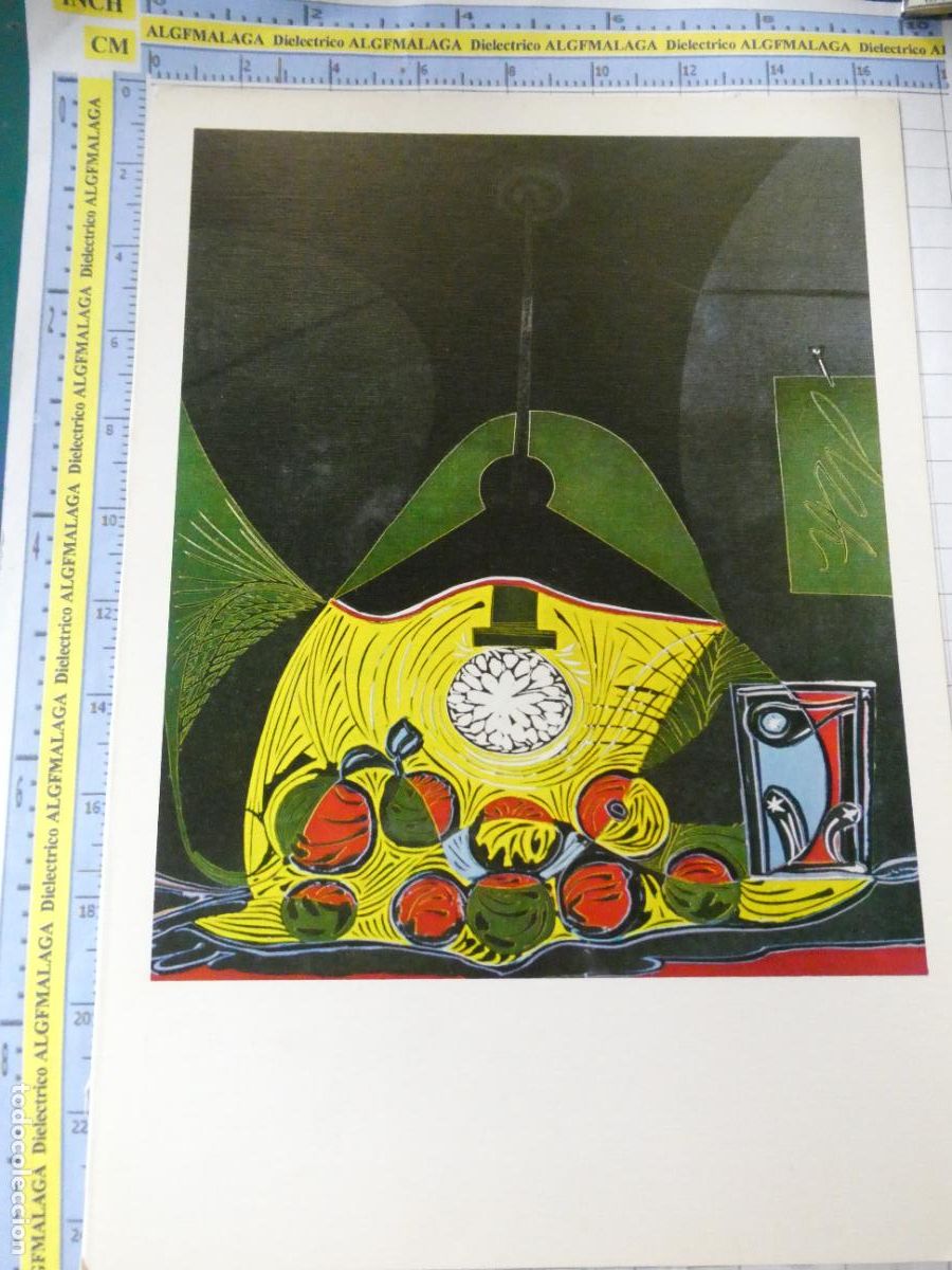 Arte: L&Aacute;MINA ARTE PINTURA. NATURE MORTE SOUS LA LAMPE DE PABLO PICASSO. 50