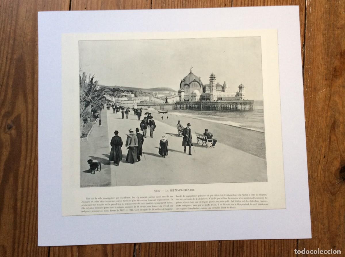 Arte: Nice - La Jet&eacute;e - Promenade - L&aacute;mina fotogr&aacute;fica mon&oacute;crom&aacute;tica do s&eacute;culo XIX. Envio gr&aacute;tis